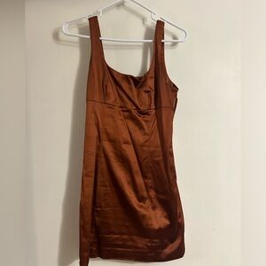 Women’s Aritzia Wilfred Shine Satin Bronze/Brown Mini Dress